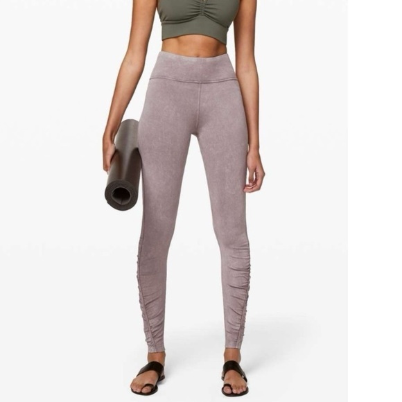 Lululemon Athletica Inner Glow High Rise Tight Cotton Washed Half Moon Gray 4 - Picture 2 of 12